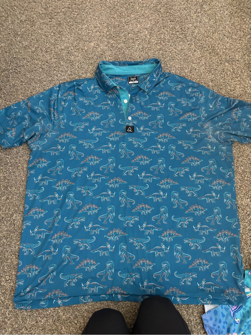 chubbies Teal Dinosaur-Print Polo